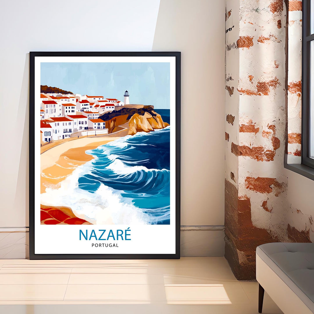 Nazare Portugal Travel Print Wall Decor Wall Art Nazare Landscape Wall Hanging Home Décor Portuguese Coastal Gift Art Lovers Scenic Print