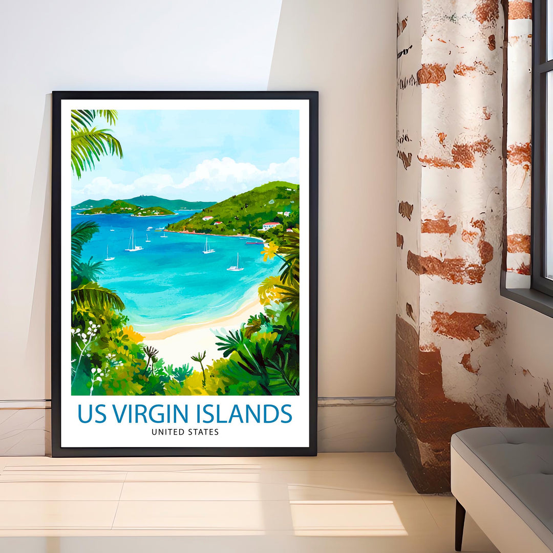 U.S. Virgin Islands Travel Print Wall Decor Wall Art Virgin Islands Landscape Wall Hanging Home Décor Caribbean Gift Art Lovers Scenic Print