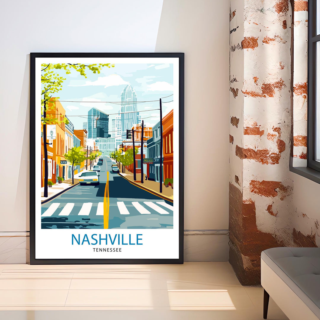 Nashville Tennessee Travel Print Wall Decor Wall Art Nashville Skyline Wall Hanging Home Décor Music City Gift Art Lovers Scenic Print