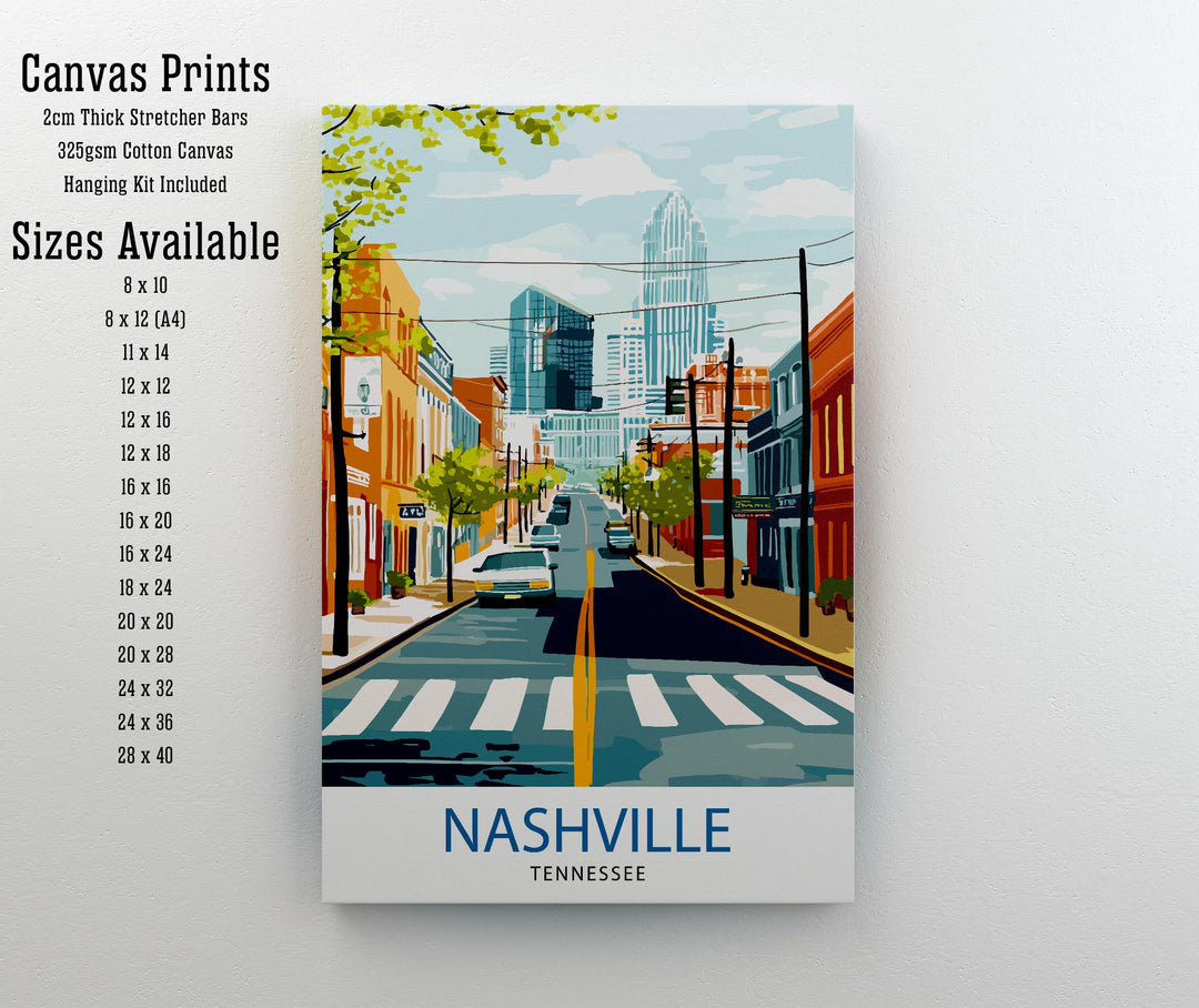 Nashville Tennessee Travel Print Wall Decor Wall Art Nashville Skyline Wall Hanging Home Décor Music City Gift Art Lovers Scenic Print