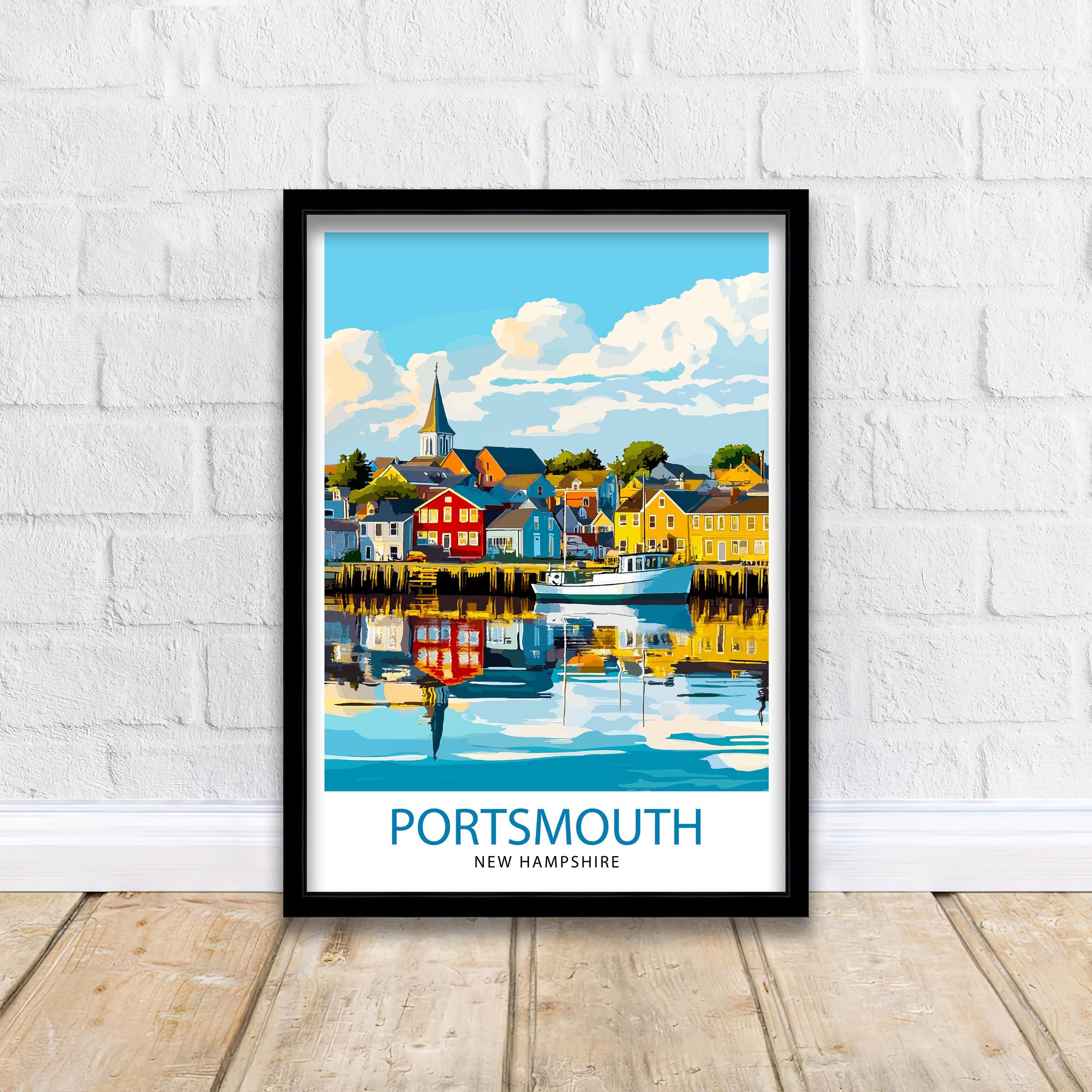 Portsmouth New Hampshire Travel Print Wall Decor Wall Art Portsmouth Landscape Wall Hanging Home Décor Coastal City Gift Art Lovers Scenic