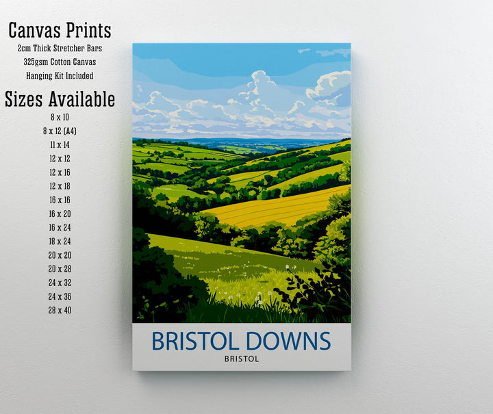 Bristol Downs Travel Print Wall Decor Wall Art Bristol Landscape Wall Hanging Home Décor English Countryside Gift Art Lovers Scenic Print