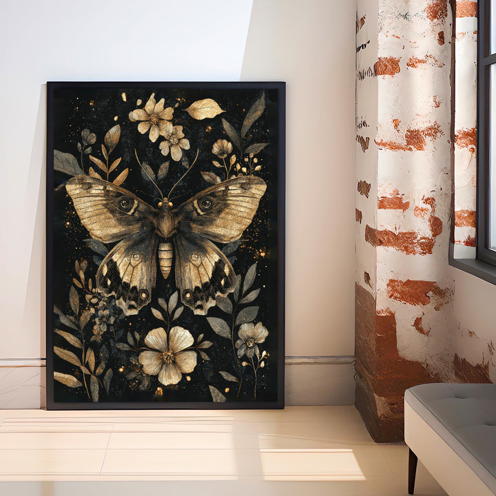 Vintage Moth Poster Dark Academia Art Gothic Decor Antique Illustration Rustic Aesthetic Nature Wall Art Enchanted Creature