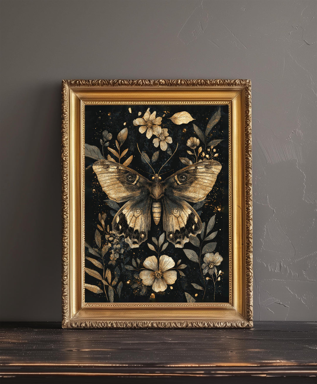 Vintage Moth Poster Dark Academia Art Gothic Decor Antique Illustration Rustic Aesthetic Nature Wall Art Enchanted Creature