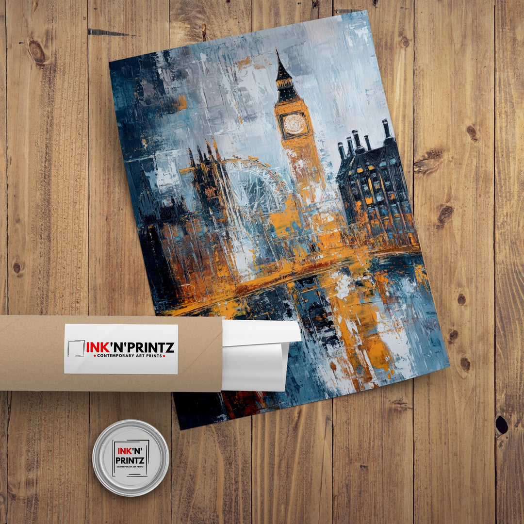 Abstract London Travel Poster Wall Decor Wall Art Abstract London Landscape Wall Hanging Home Décor UK City Gift Art Lovers Modern Print