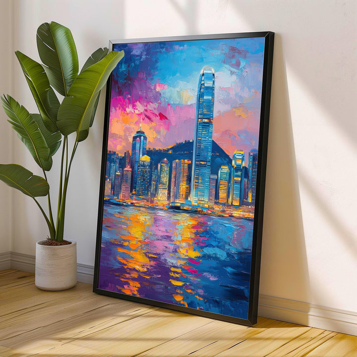 Abstract Hong Kong Travel Poster Wall Decor Wall Art Abstract Hong Kong Skyline Wall Hanging Home Décor City Gift Art Lovers Modern Print