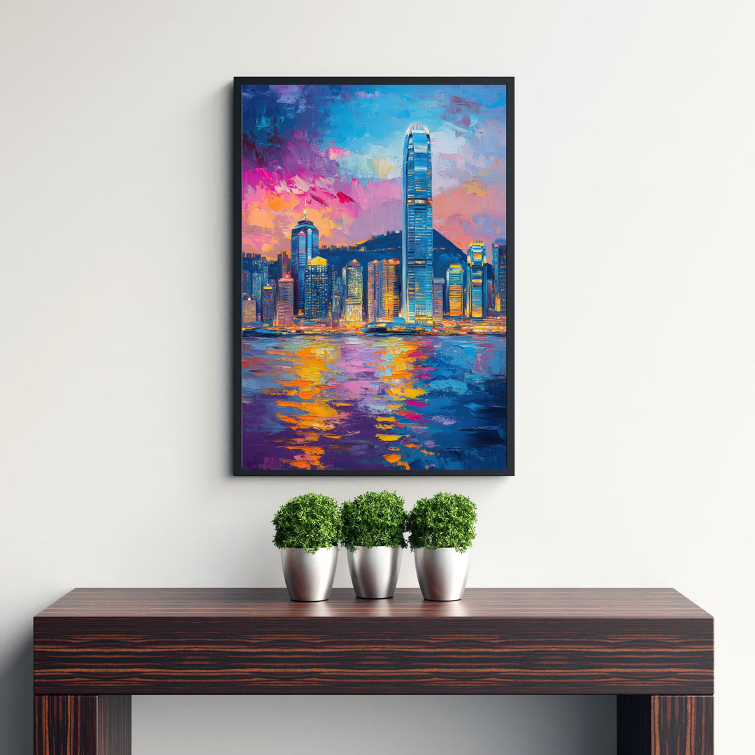 Abstract Hong Kong Travel Poster Wall Decor Wall Art Abstract Hong Kong Skyline Wall Hanging Home Décor City Gift Art Lovers Modern Print