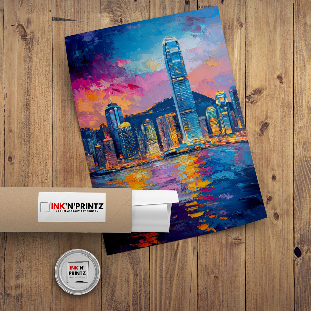 Abstract Hong Kong Travel Poster Wall Decor Wall Art Abstract Hong Kong Skyline Wall Hanging Home Décor City Gift Art Lovers Modern Print