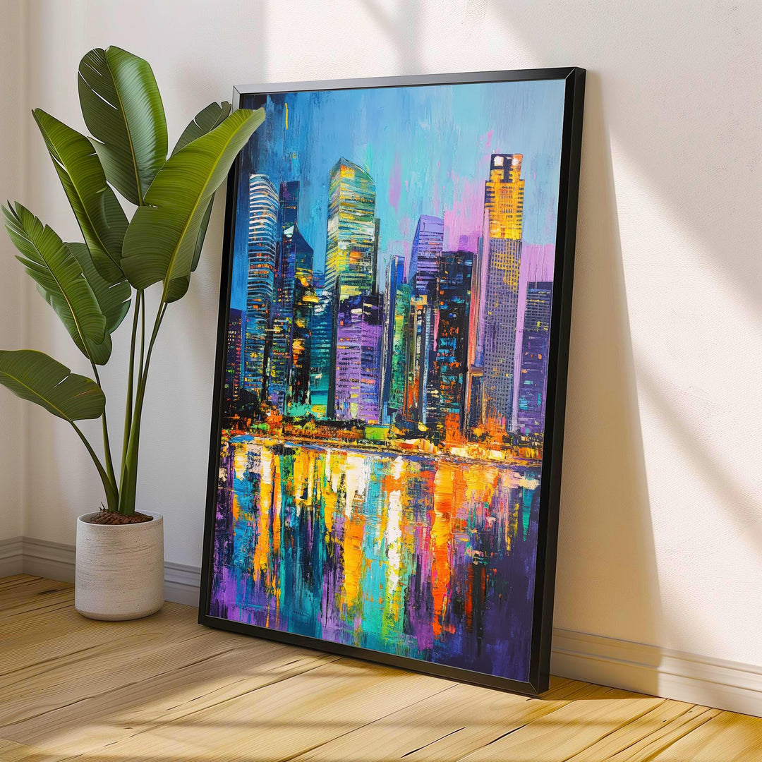 Abstract Singapore Travel Poster Wall Decor Wall Art Abstract Singapore Skyline Wall Hanging Home Décor City Gift Art Lovers Modern Print