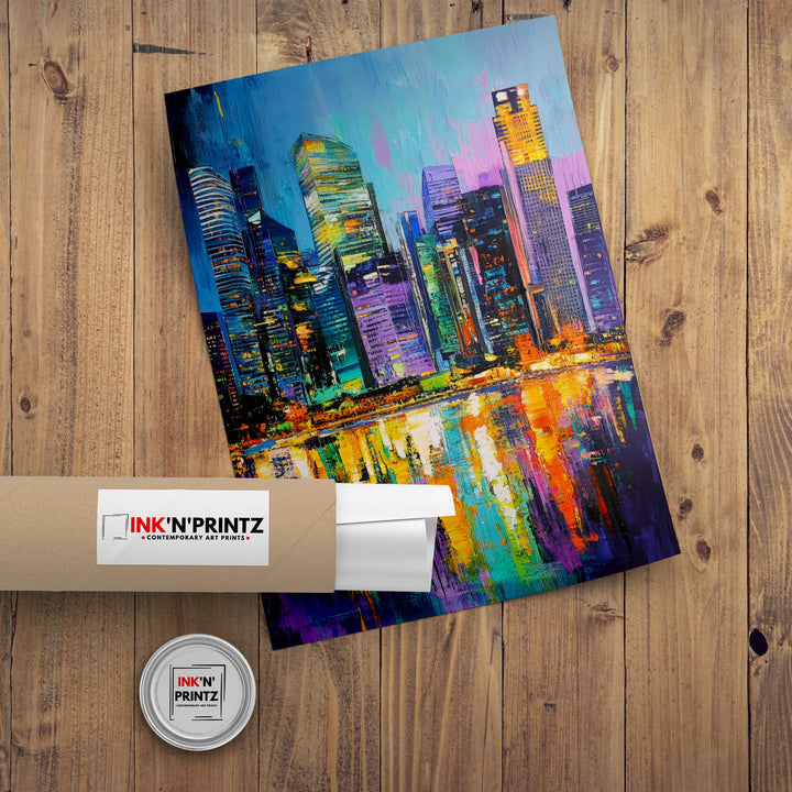 Abstract Singapore Travel Poster Wall Decor Wall Art Abstract Singapore Skyline Wall Hanging Home Décor City Gift Art Lovers Modern Print