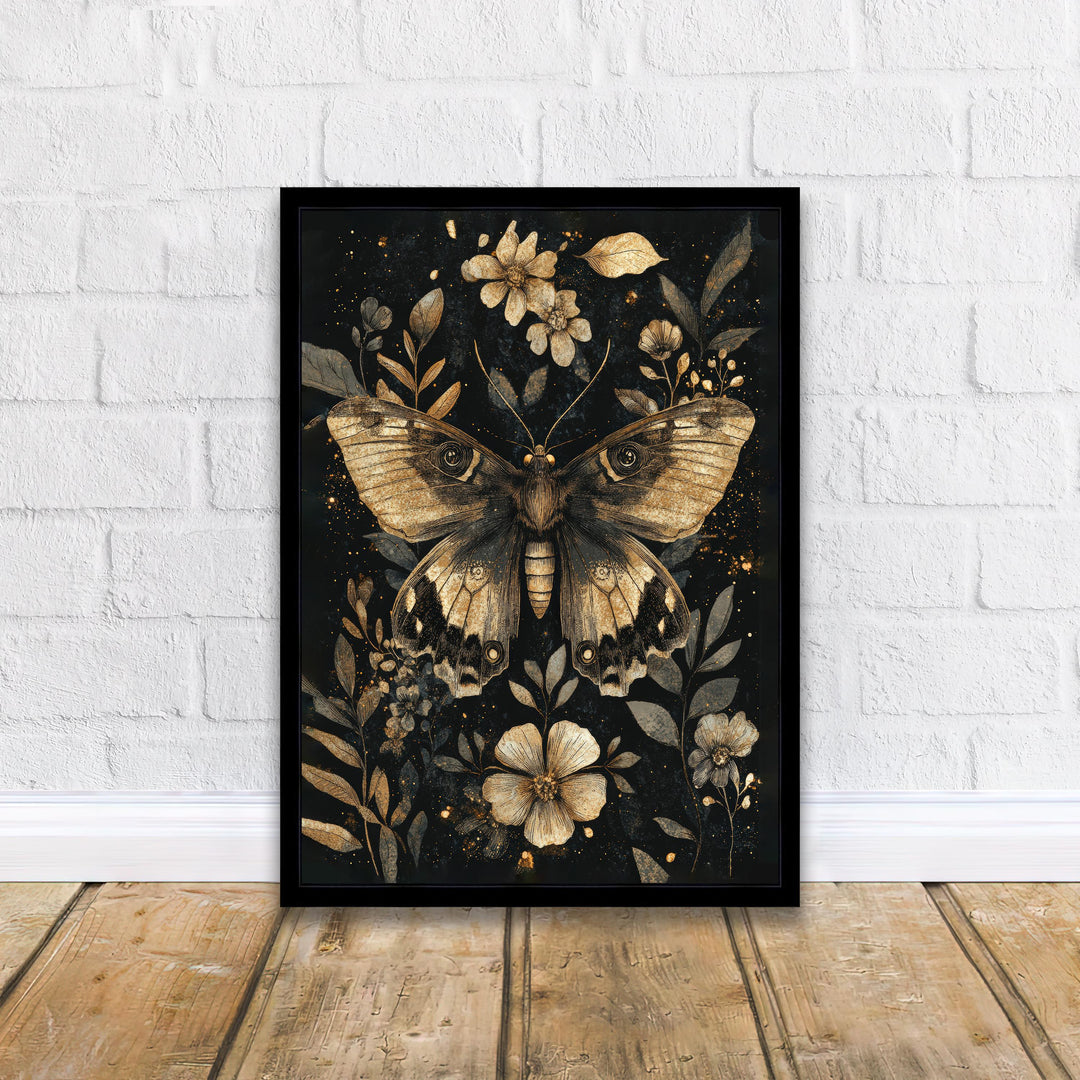 Vintage Moth Poster Dark Academia Art Gothic Decor Antique Illustration Rustic Aesthetic Nature Wall Art Enchanted Creature