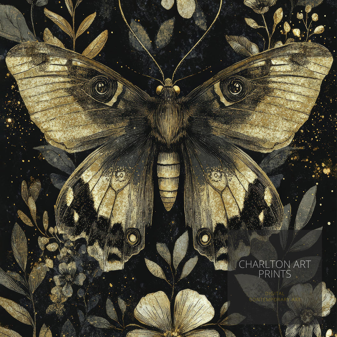 Vintage Moth Poster Dark Academia Art Gothic Decor Antique Illustration Rustic Aesthetic Nature Wall Art Enchanted Creature