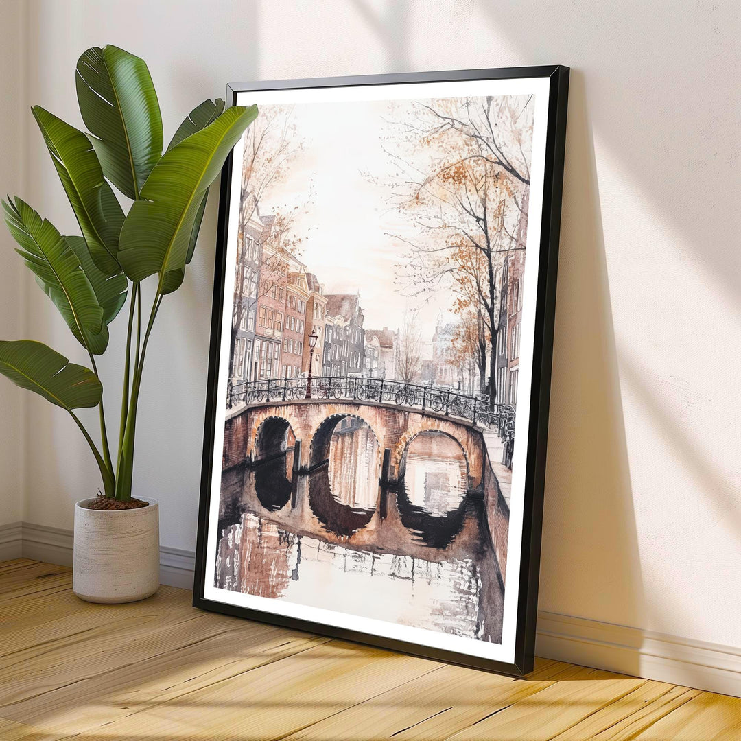 Amsterdam Watercolor Travel Print Wall Decor Wall Art Amsterdam Landscape Wall Hanging Home Decor Dutch City Gift Art Lovers Scenic Print