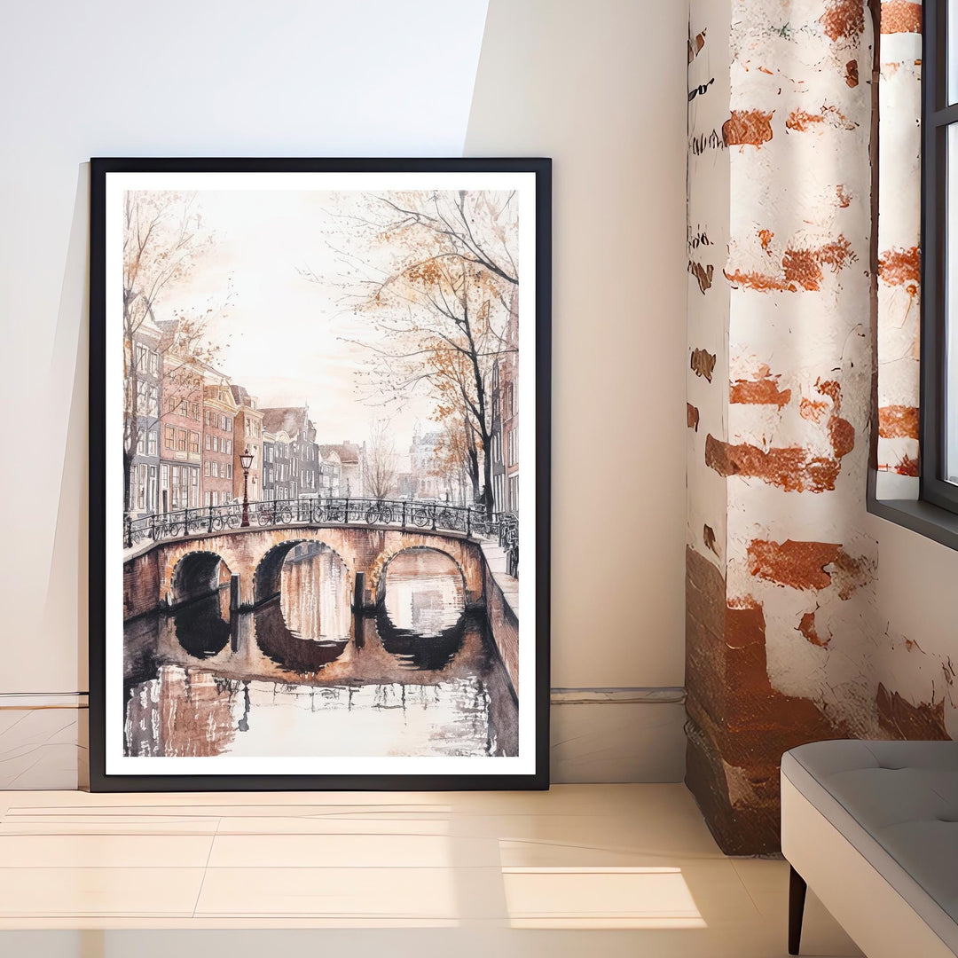 Amsterdam Watercolor Travel Print Wall Decor Wall Art Amsterdam Landscape Wall Hanging Home Decor Dutch City Gift Art Lovers Scenic Print