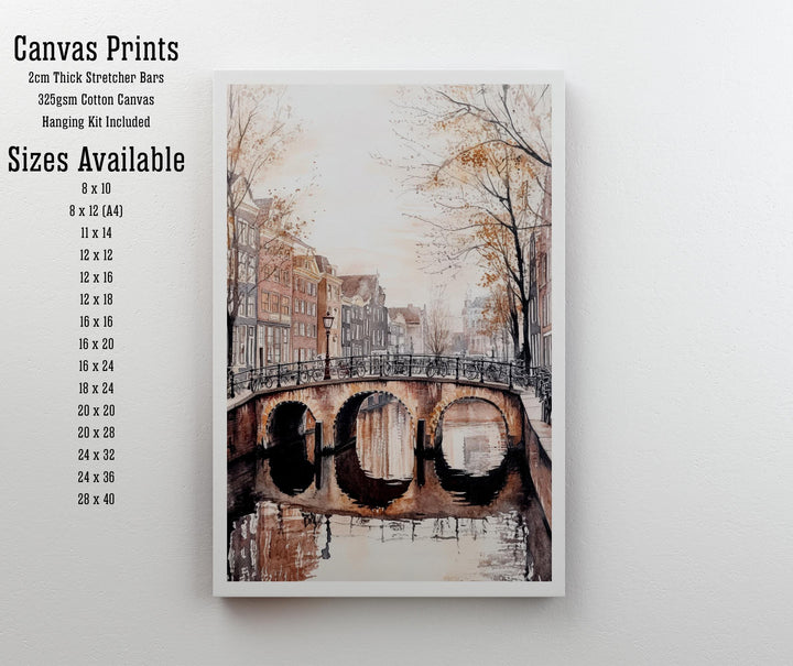 Amsterdam Watercolor Travel Print Wall Decor Wall Art Amsterdam Landscape Wall Hanging Home Decor Dutch City Gift Art Lovers Scenic Print