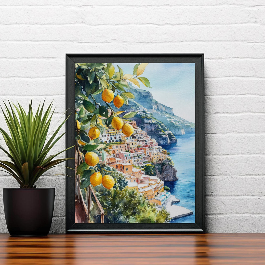 Positano Italy Watercolor Art Print Wall Decor Wall Art Positano Landscape Wall Hanging Home Décor Amalfi Coast Gift Art Lovers Scenic Print