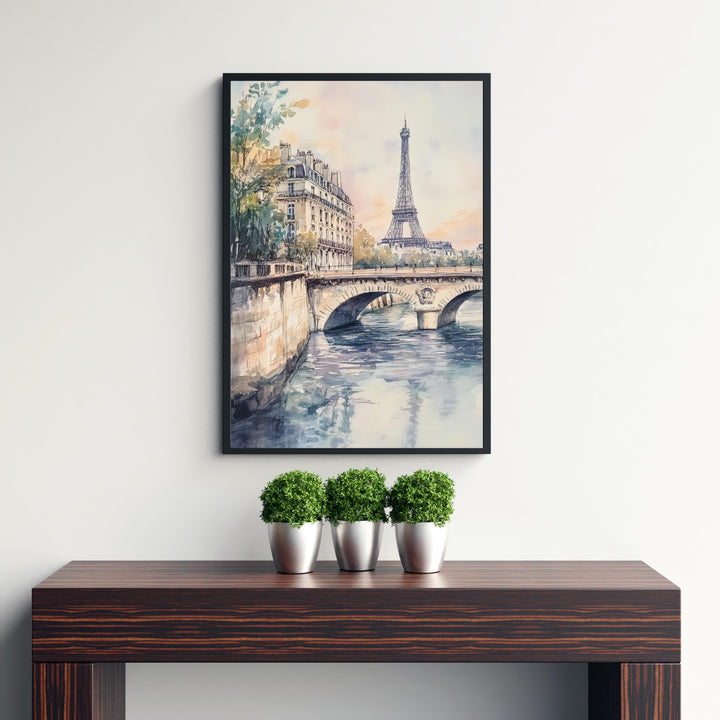 Paris Watercolor Travel Print Wall Decor Wall Art Paris Landscape Wall Hanging Home Décor French City Gift Art Lovers Scenic Print