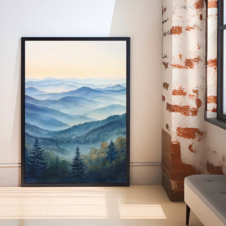 Blue Ridge Mountains Watercolor Travel Print Wall Decor Wall Art Blue Ridge Landscape Wall Hanging Home Décor Mountain Gift Art Lovers