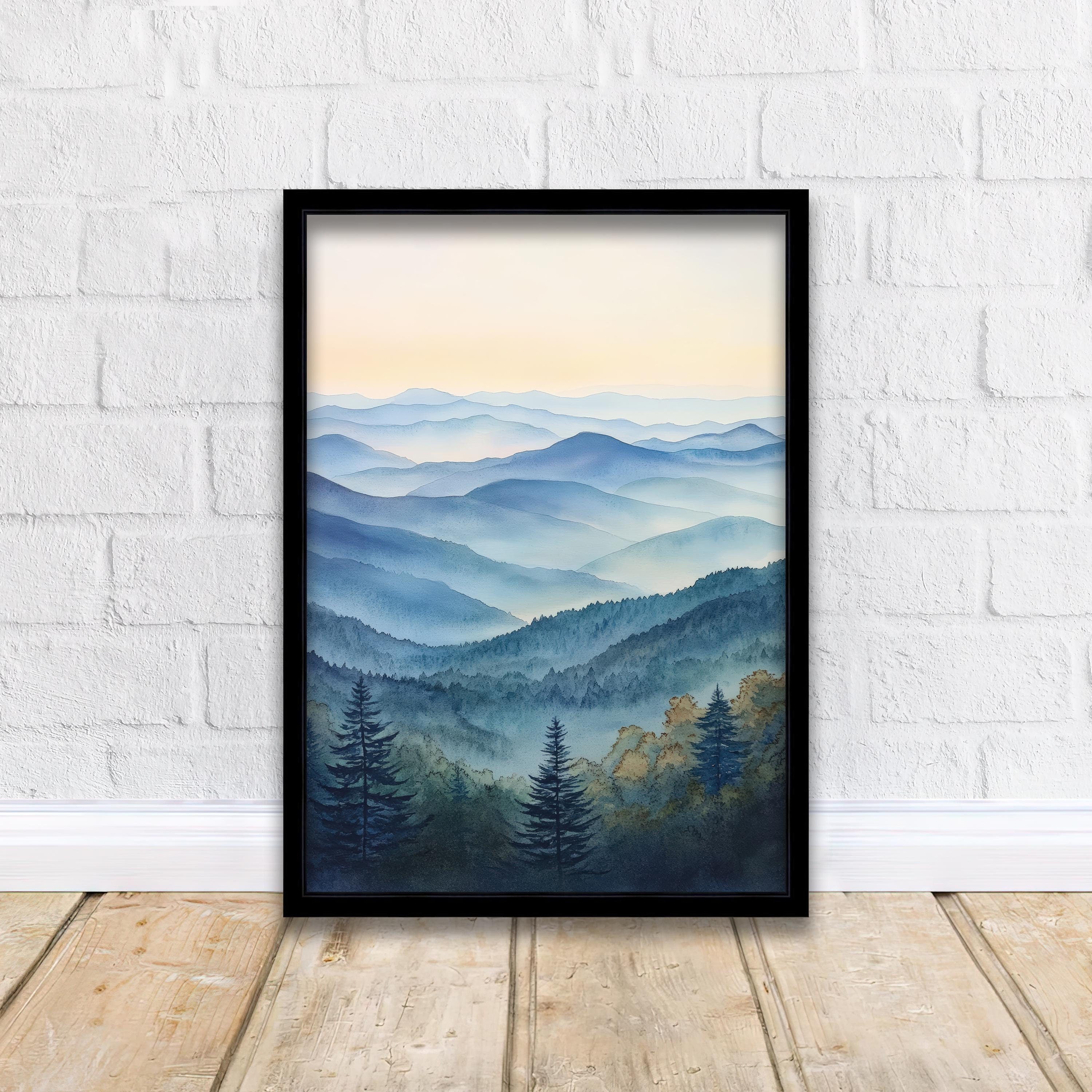 Blue Ridge Mountains Watercolor Travel Print Wall Decor Wall Art Blue Ridge Landscape Wall Hanging Home Décor Mountain Gift Art Lovers