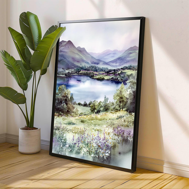 Keswick Lake District Watercolor Travel Poster