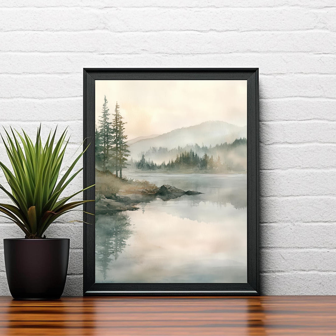 Lake Idaho Watercolor Travel Poster