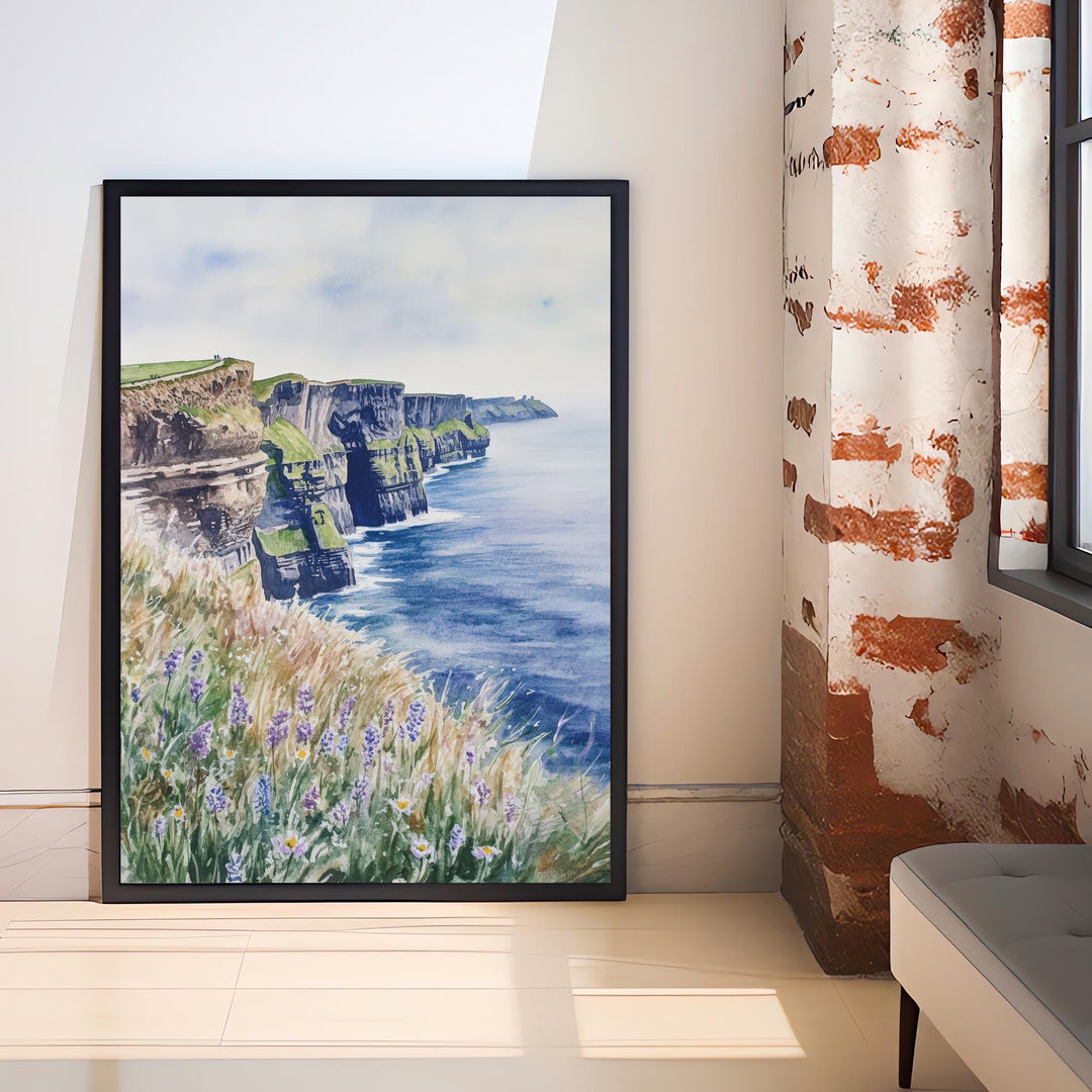 Cliffs of Moher Watercolor Travel Poster