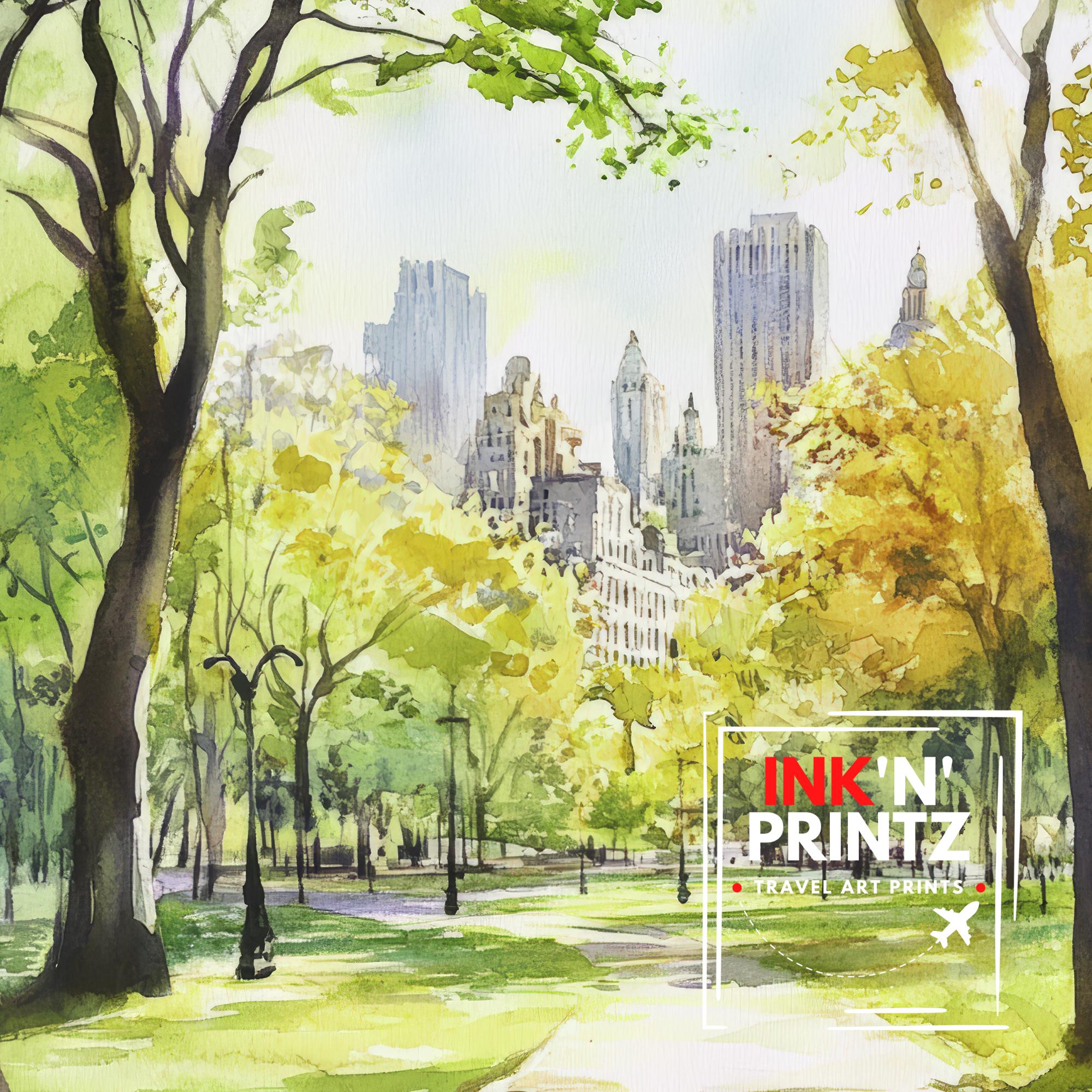 Central Park New York Travel Print Wall Decor Wall Art Central Park Landscape Wall Hanging Home Décor NYC Gift Art Lovers Scenic Print
