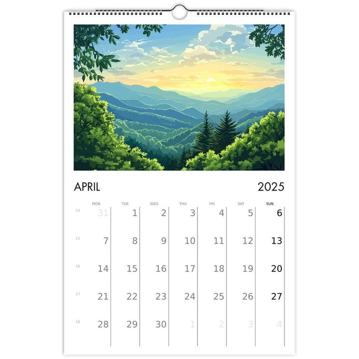 U.S. National Parks Travel Calendar Ledger 11 x 16.5" Wall Art Calendar National Park Landscape Prints Nature Gift Scenic Views (US & CA)