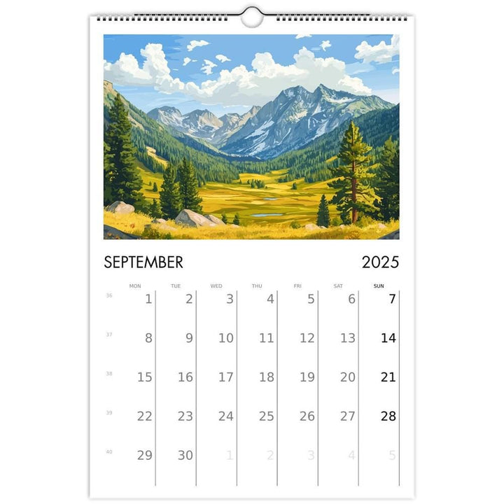 U.S. National Parks Travel Calendar Ledger 11 x 16.5" Wall Art Calendar National Park Landscape Prints Nature Gift Scenic Views (US & CA)