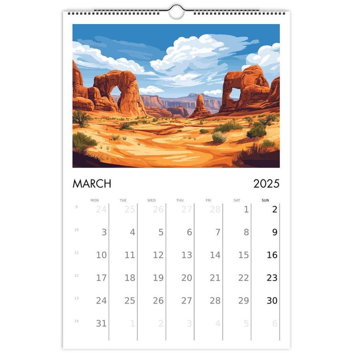 U.S. National Parks Travel Calendar Ledger 11 x 16.5" Wall Art Calendar National Park Landscape Prints Nature Gift Scenic Views (US & CA)