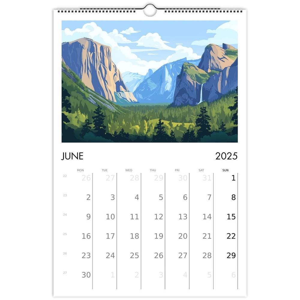 U.S. National Parks Travel Calendar Ledger 11 x 16.5" Wall Art Calendar National Park Landscape Prints Nature Gift Scenic Views (US & CA)