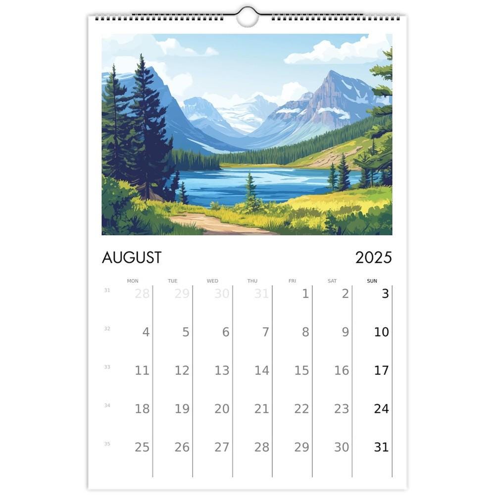 U.S. National Parks Travel Calendar Ledger 11 x 16.5" Wall Art Calendar National Park Landscape Prints Nature Gift Scenic Views (US & CA)