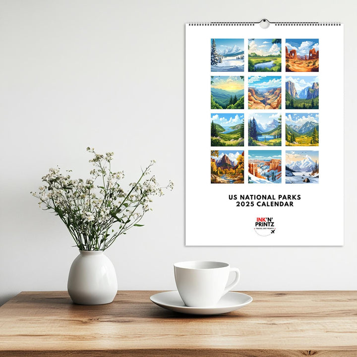 U.S. National Parks Travel Calendar Ledger 11 x 16.5" Wall Art Calendar National Park Landscape Prints Nature Gift Scenic Views (US & CA)