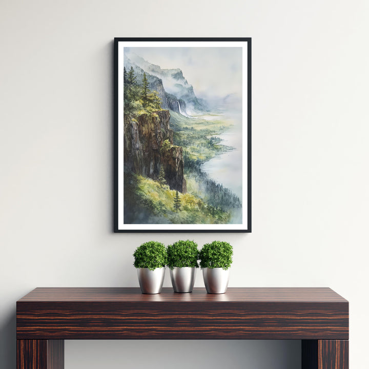 Columbia River Gorge Watercolor Travel Print Wall Decor Wall Art Gorge Landscape Wall Hanging Home Décor Nature Gift Art Lovers Scenic Print