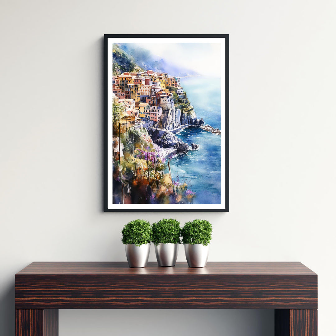 Cinque Terre Watercolor Travel Print Wall Decor Wall Art Cinque Terre Landscape Wall Hanging Home Décor Italian Coast Gift Art Lovers Scenic