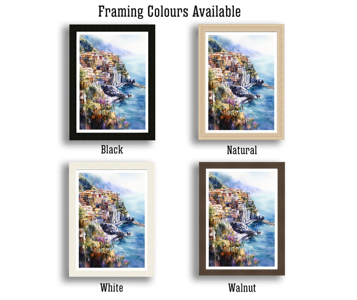 Cinque Terre Watercolor Travel Poster