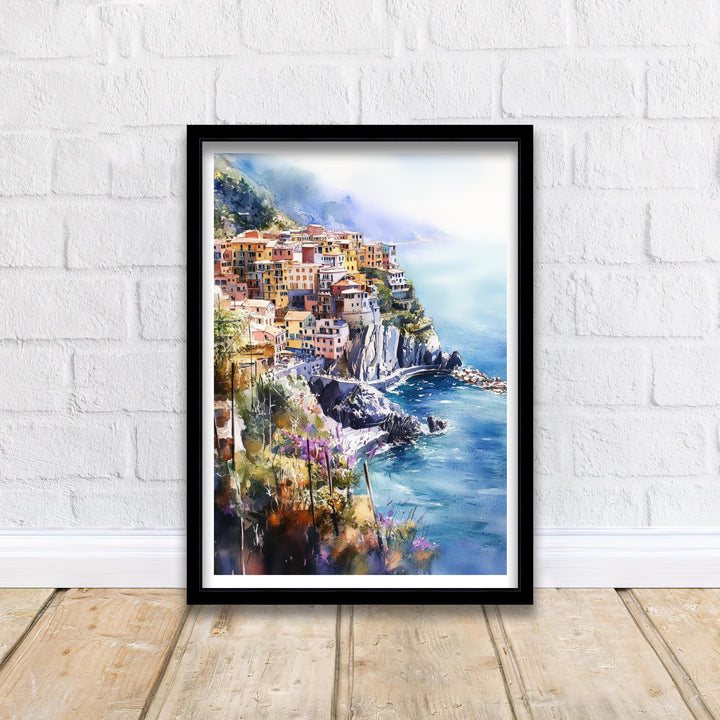 Cinque Terre Watercolor Travel Print Wall Decor Wall Art Cinque Terre Landscape Wall Hanging Home Décor Italian Coast Gift Art Lovers Scenic