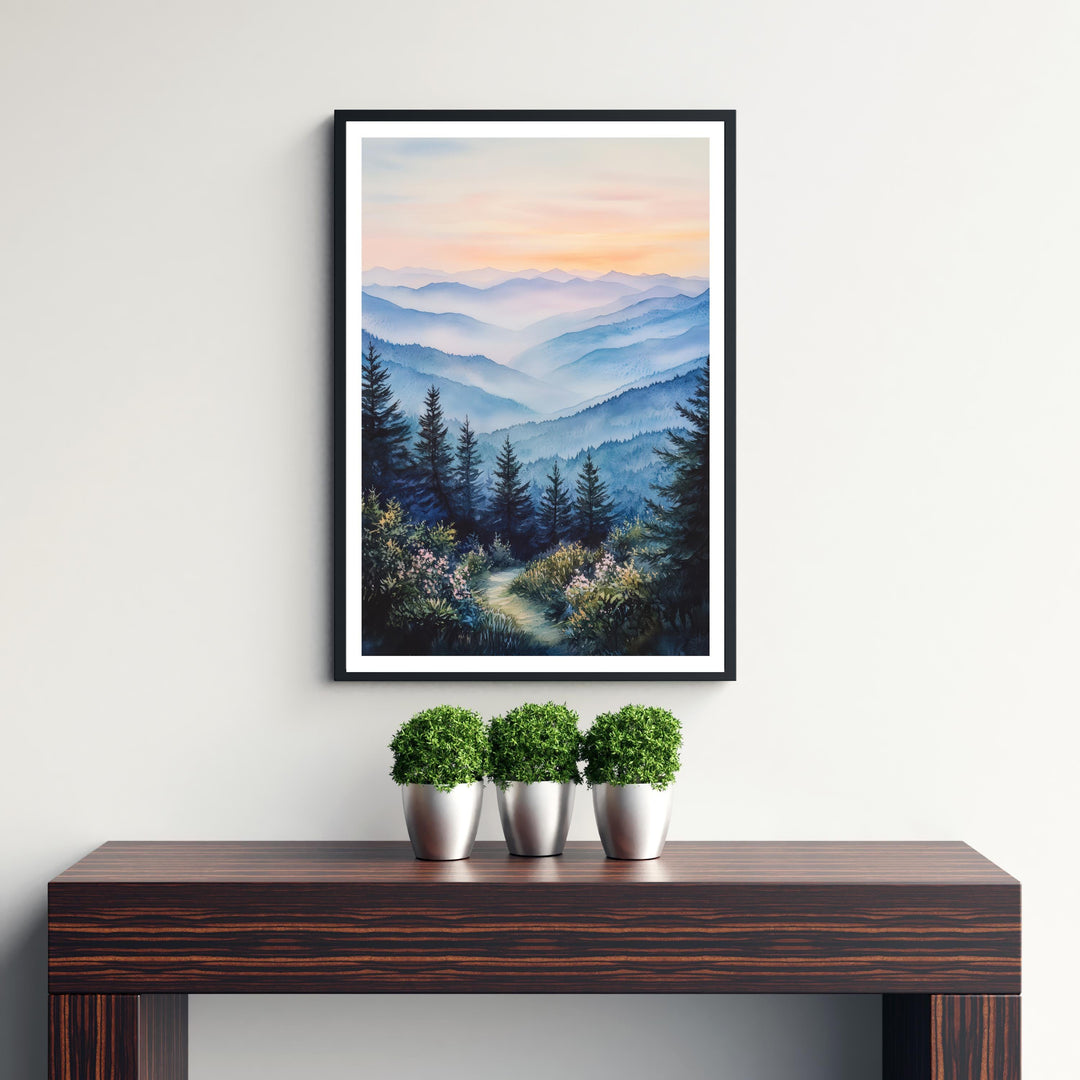 Smoky Mountains Watercolor Travel Print Wall Decor Wall Art Smoky Mountains Landscape Wall Hanging Home Décor Nature Gift Art Lovers Scenic