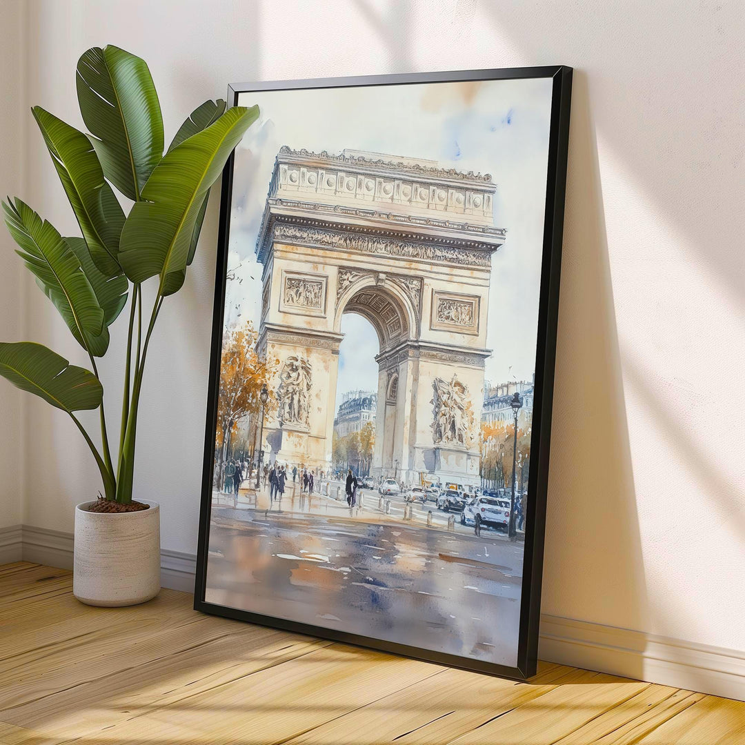 Arc de Triomphe Paris Watercolor Travel Print Wall Decor Wall Art Paris Landmark Wall Hanging Home Décor French City Gift Art Lovers Scenic