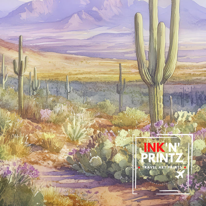 Arizona Watercolor Travel Print Wall Decor Wall Art Arizona Landscape Wall Hanging Home Décor Desert Gift Art Lovers Scenic Print