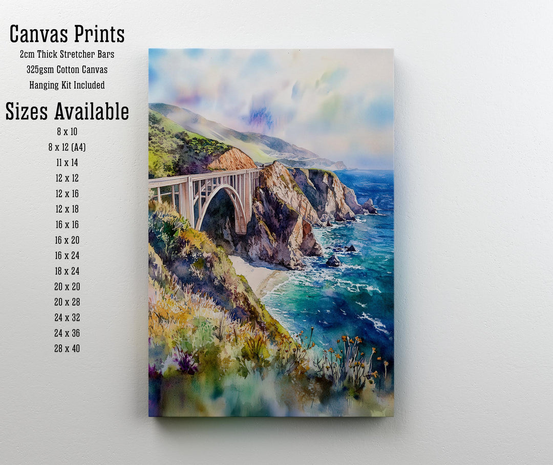 Big Sur California Watercolor Travel Poster