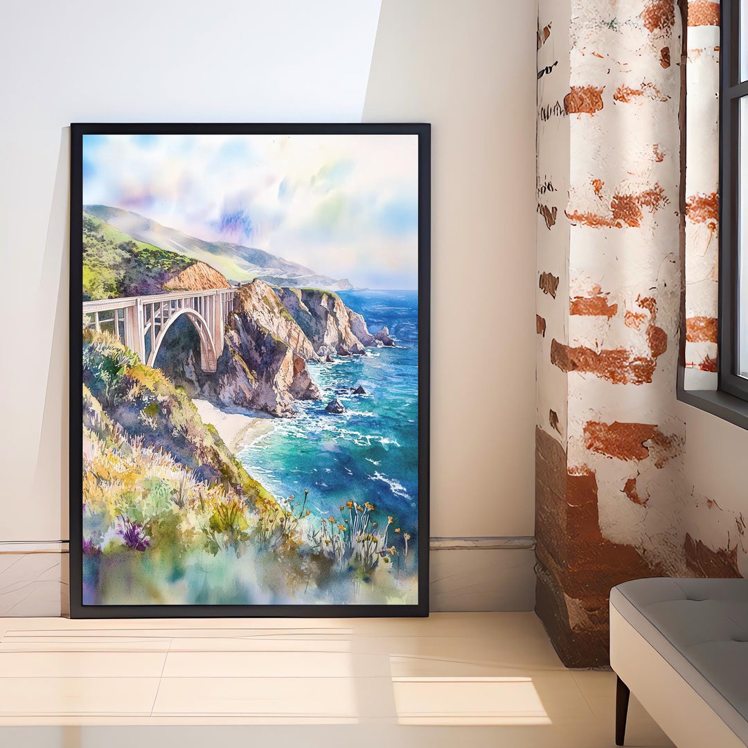 Big Sur California Watercolor Travel Poster