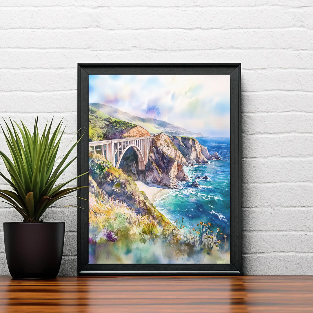 Big Sur California Watercolor Travel Print Wall Decor Wall Art Big Sur Landscape Wall Hanging Home Décor Coastal Gift Art Lovers Scenic