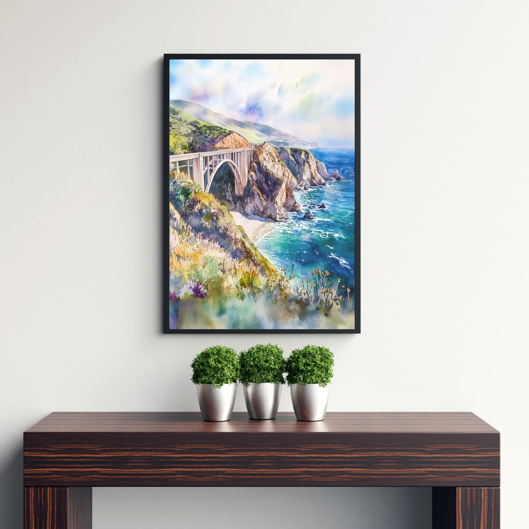 Big Sur California Watercolor Travel Print Wall Decor Wall Art Big Sur Landscape Wall Hanging Home Décor Coastal Gift Art Lovers Scenic