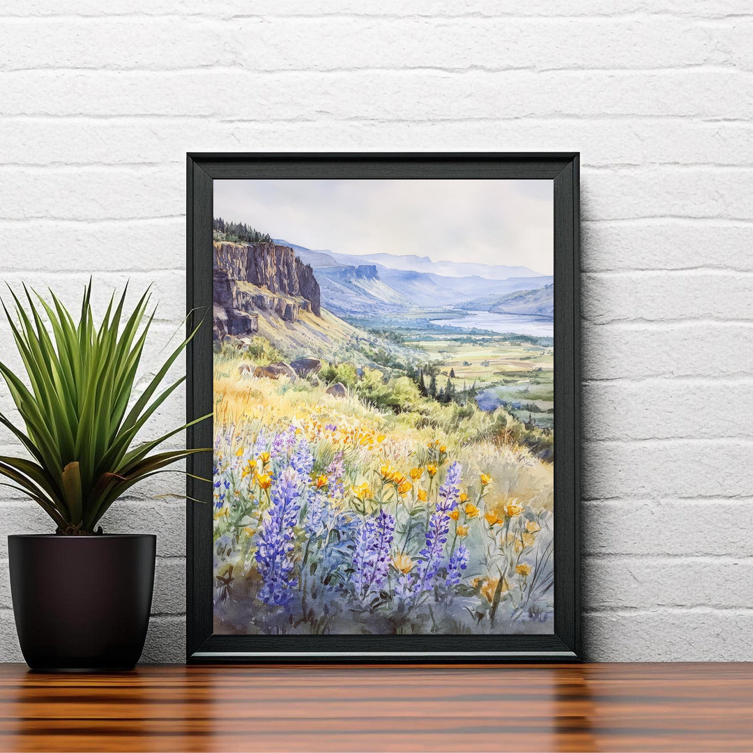 Columbia Gorge Watercolor Travel Poster