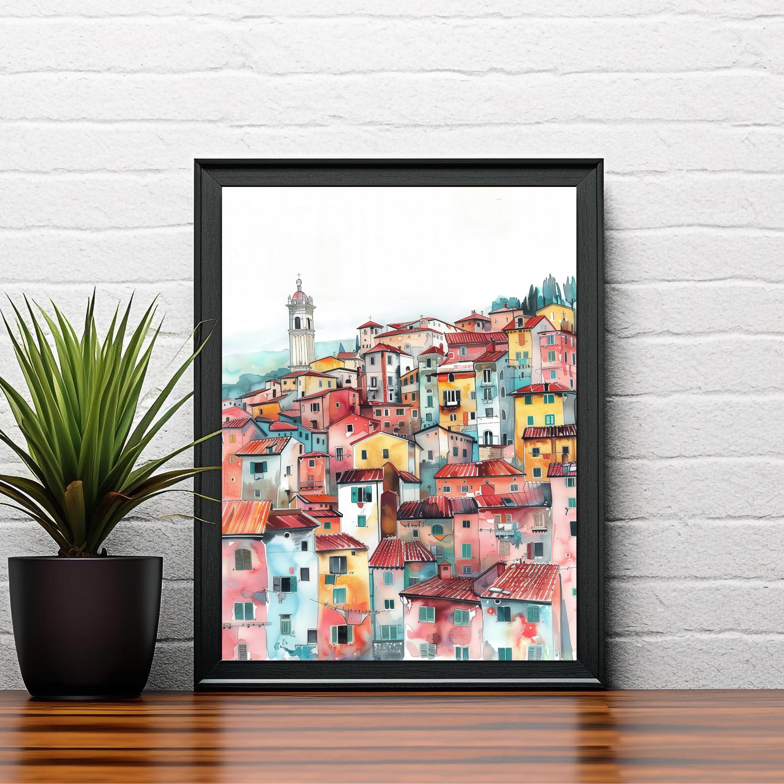 Lucca Italy Watercolor Travel Print Wall Decor Wall Art Lucca Landscape Wall Hanging Home Décor Italian City Gift Art Lovers Scenic Print