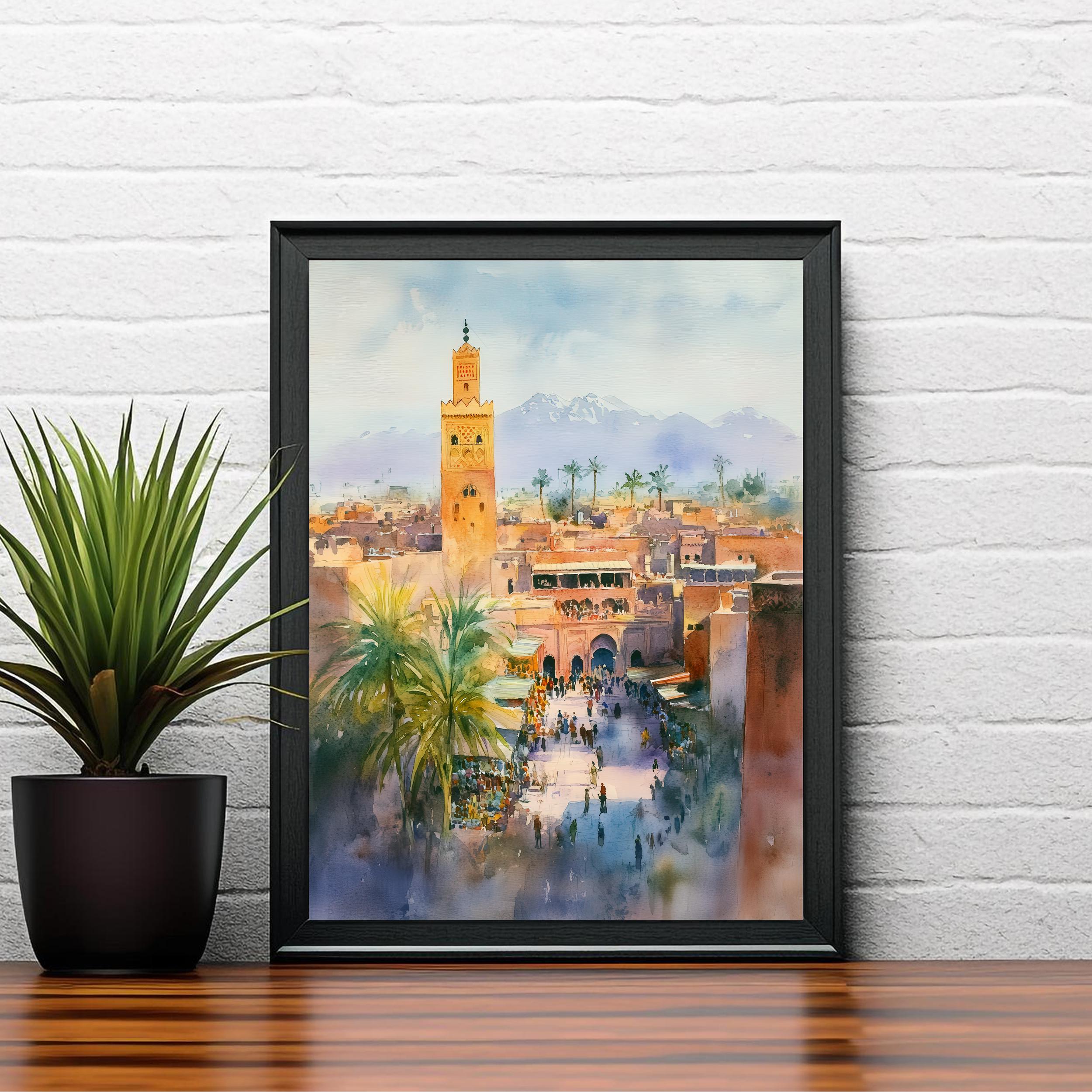 Marrakesh Morocco Watercolor Travel Print Wall Decor Wall Art Marrakesh Landscape Wall Hanging Home Décor Moroccan City Gift Art Lovers