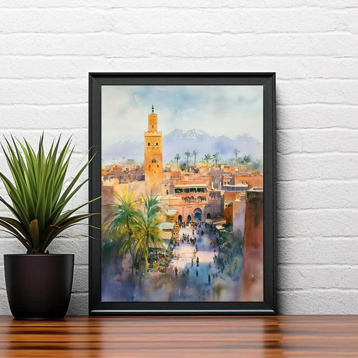 Marrakesh Morocco Watercolor Travel Print Wall Decor Wall Art Marrakesh Landscape Wall Hanging Home Décor Moroccan City Gift Art Lovers