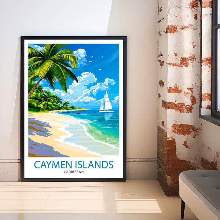 Cayman Islands Travel Poster Wall Decor Wall Art Cayman Islands Landscape Wall Hanging Home Décor Caribbean Gift Art Lovers Scenic Print