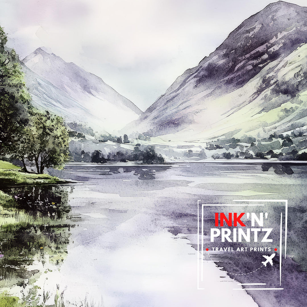 Buttermere Watercolor Travel Poster